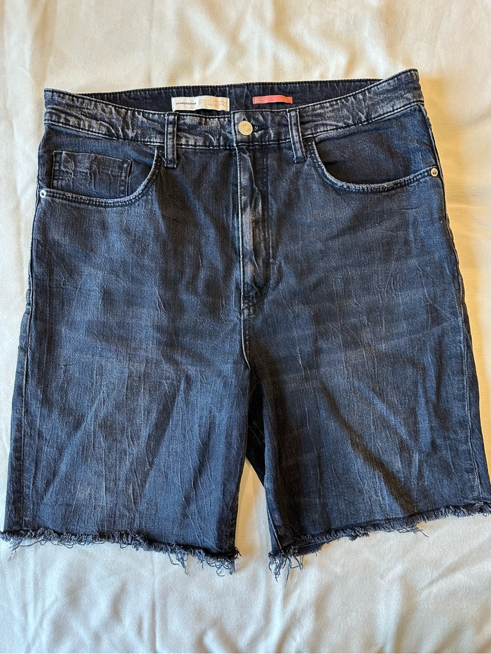 Anthropologie Men's Dark Blue Frayed Hem Denim Shorts